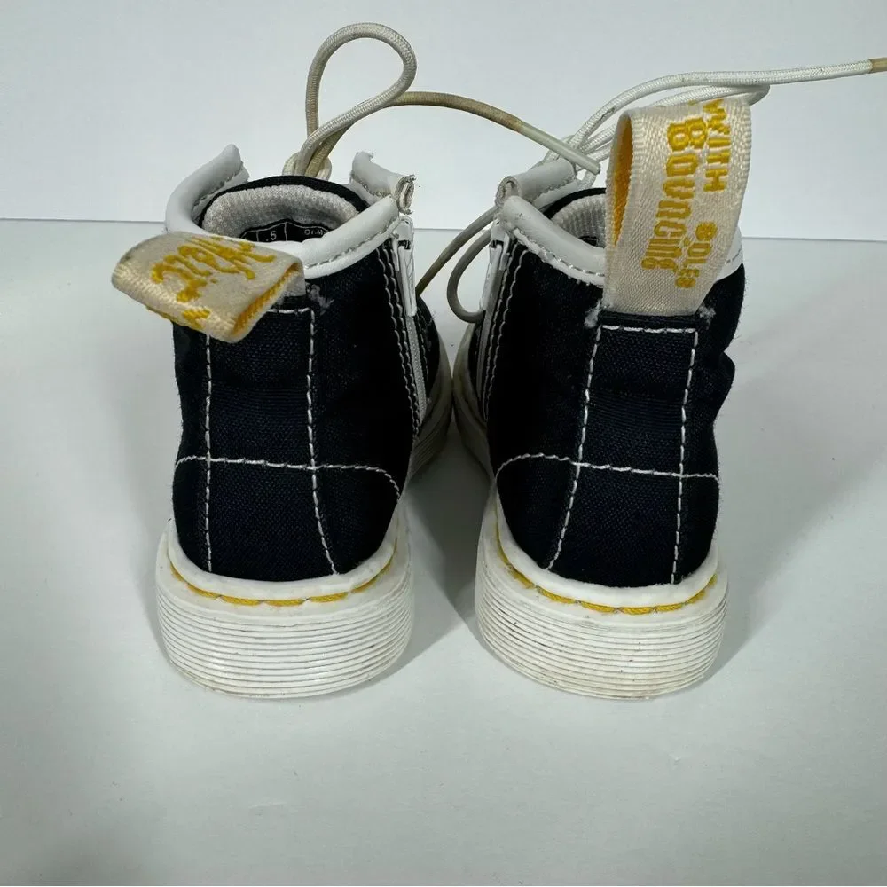 Dr Marten Kids Delaney Side Zip Boots Navy Canvas Infant Size US 5